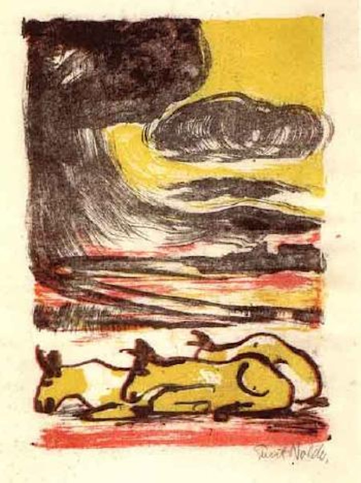 Landscape with cows by Emil Nolde