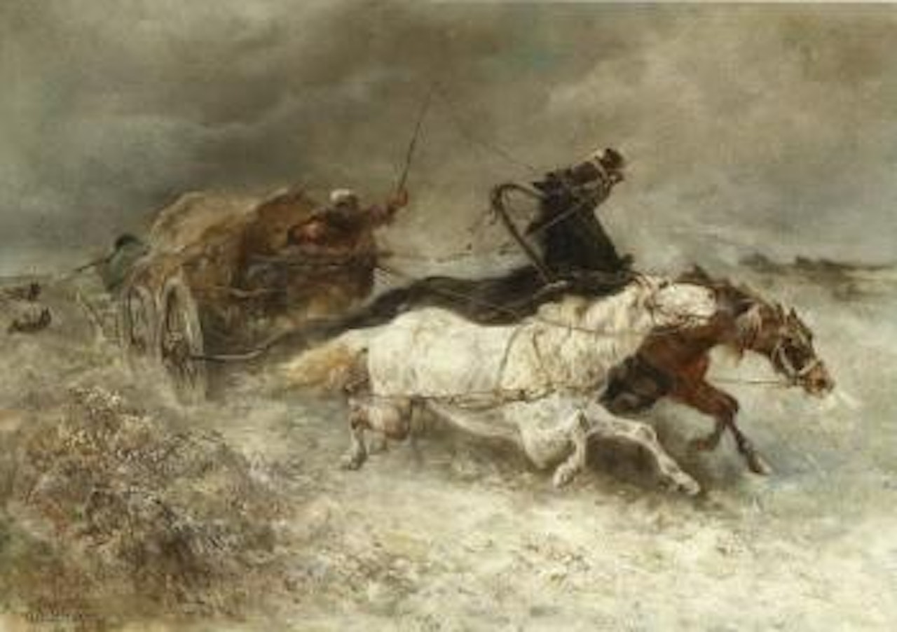Wallachian wagon under attack by Adolf Schreyer