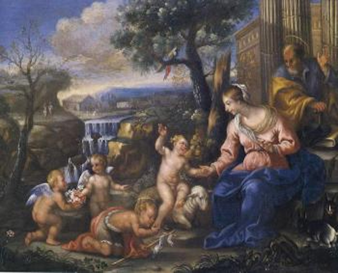 Holy Family with infant St. John the Baptist and cherubs by Jan Brueghel the Younger