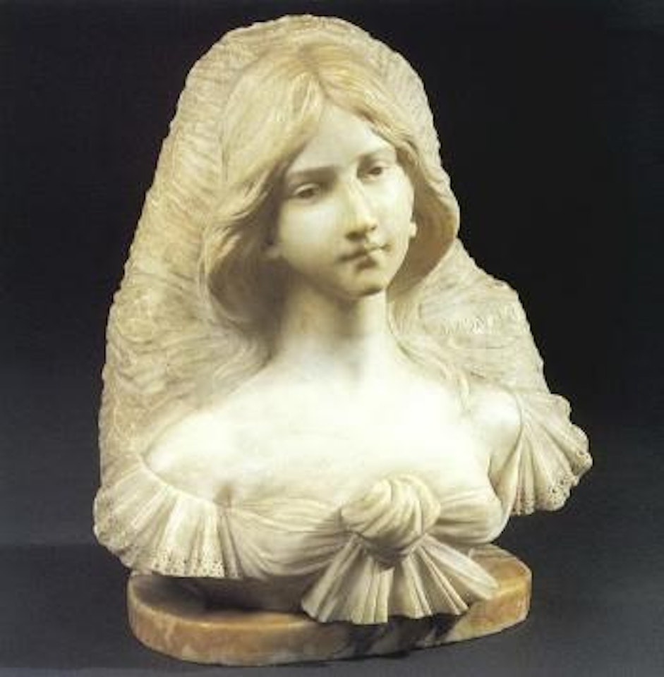 Bust of young woman wearing headdress by Italian School