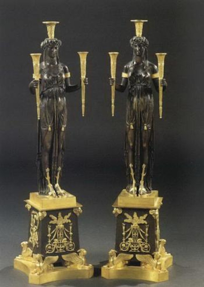 Caryatids bearing torches by Italian School