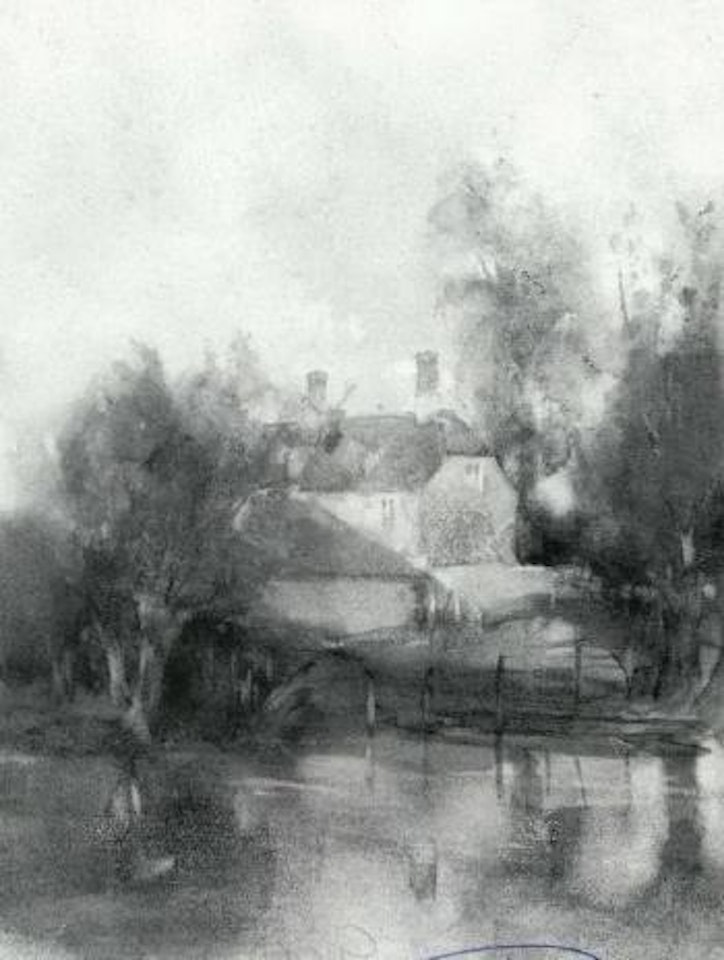 View of a watermill by William Russell Flint