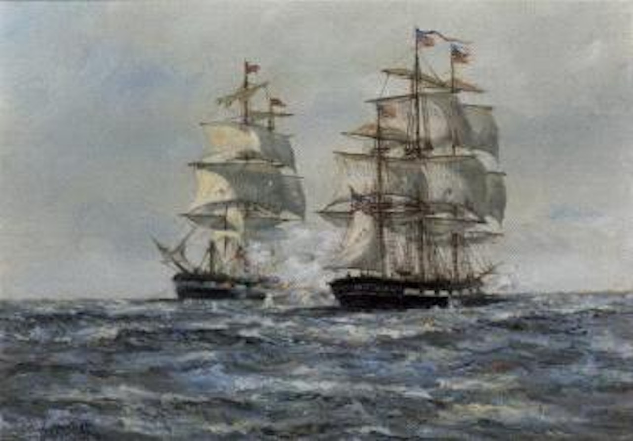 Sea battle, Constitution and Java by Henry Scott
