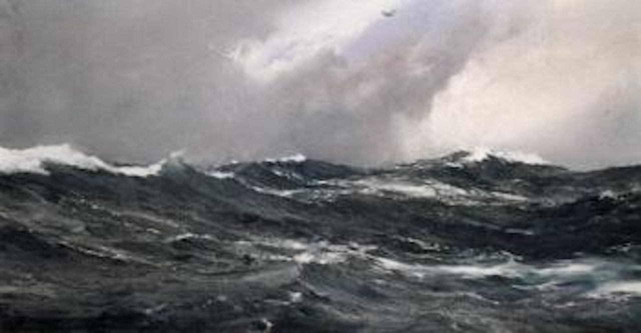 Submarine hunter by Montague Dawson
