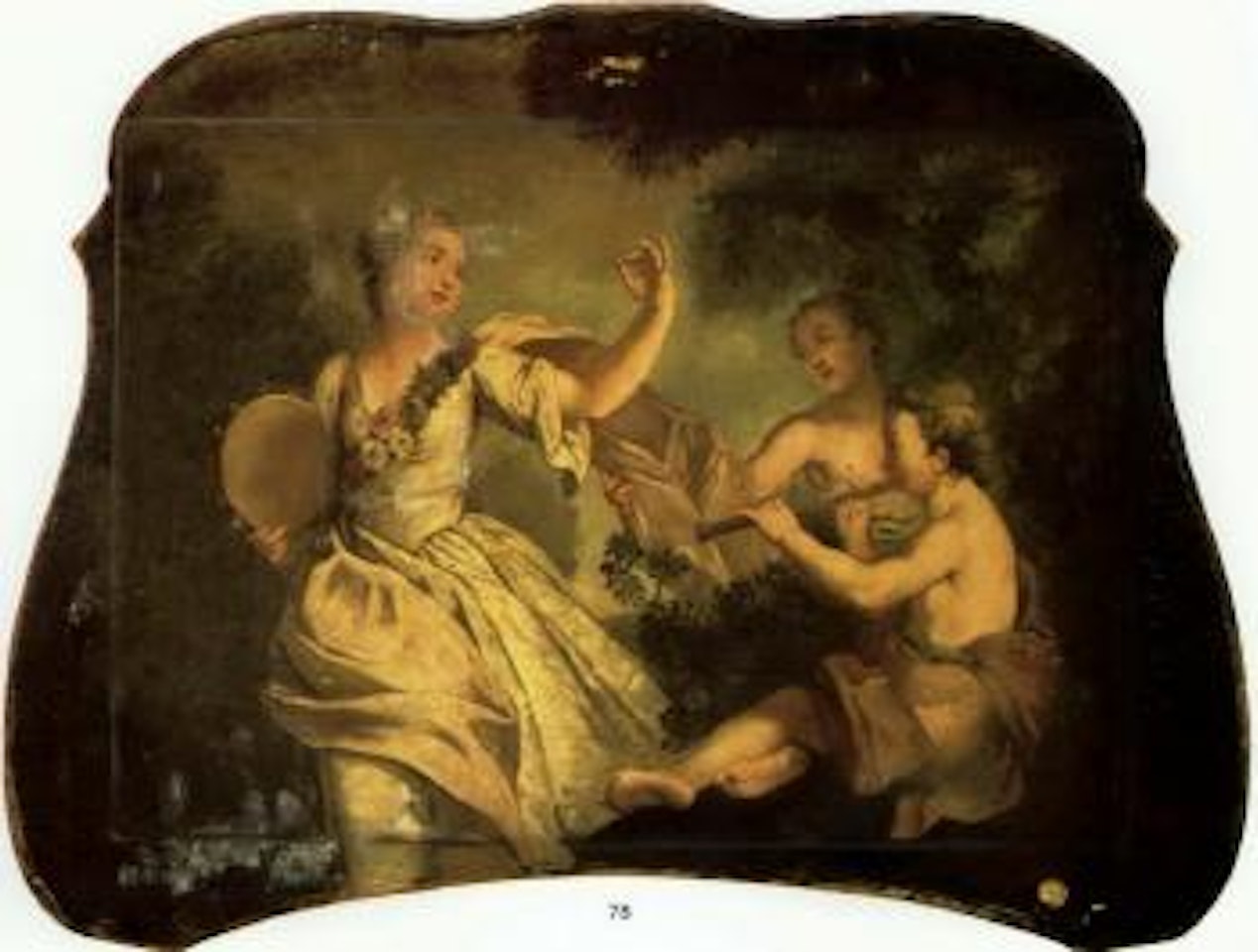 Allegory of music with girl playing tambourine. Allegory of music with maiden by Charles-Joseph Natoire