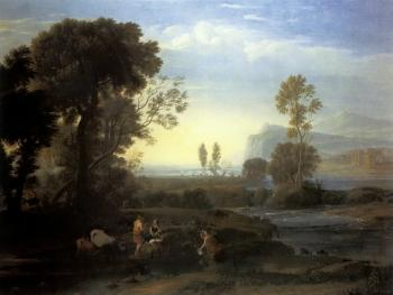 Extensive Italianate landscape with flight into Egypt by Claude Lorrain