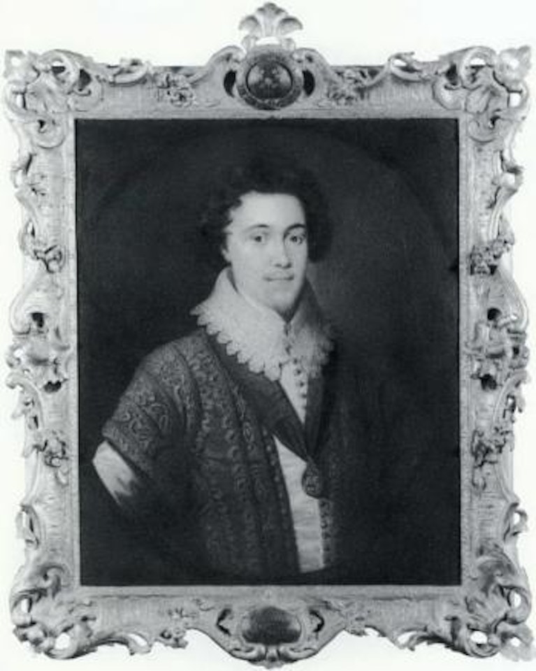 Portrait of gentleman wearing coloured brocade with collar by English School