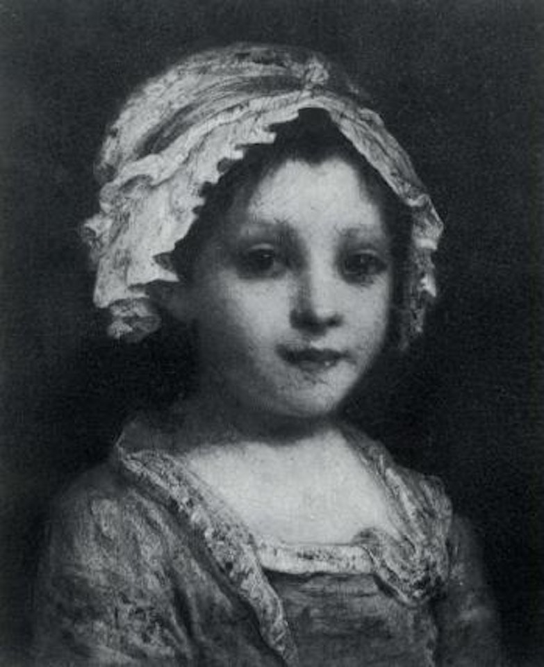 Portrait of girl wearing orange dress with headdress by Jean-Baptiste Greuze