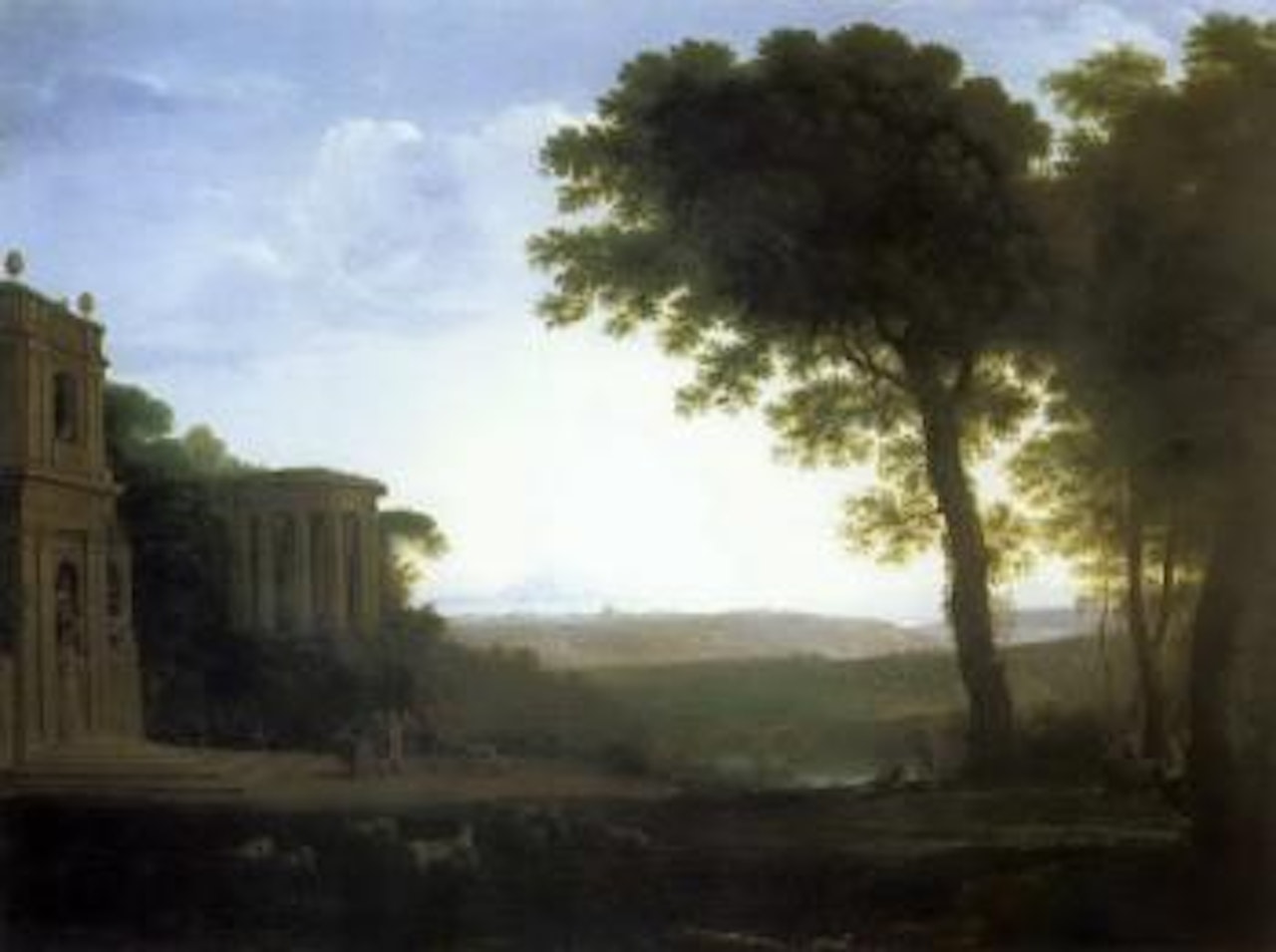 Landscape with father of Psyche sacrificing at temple by Claude Lorrain