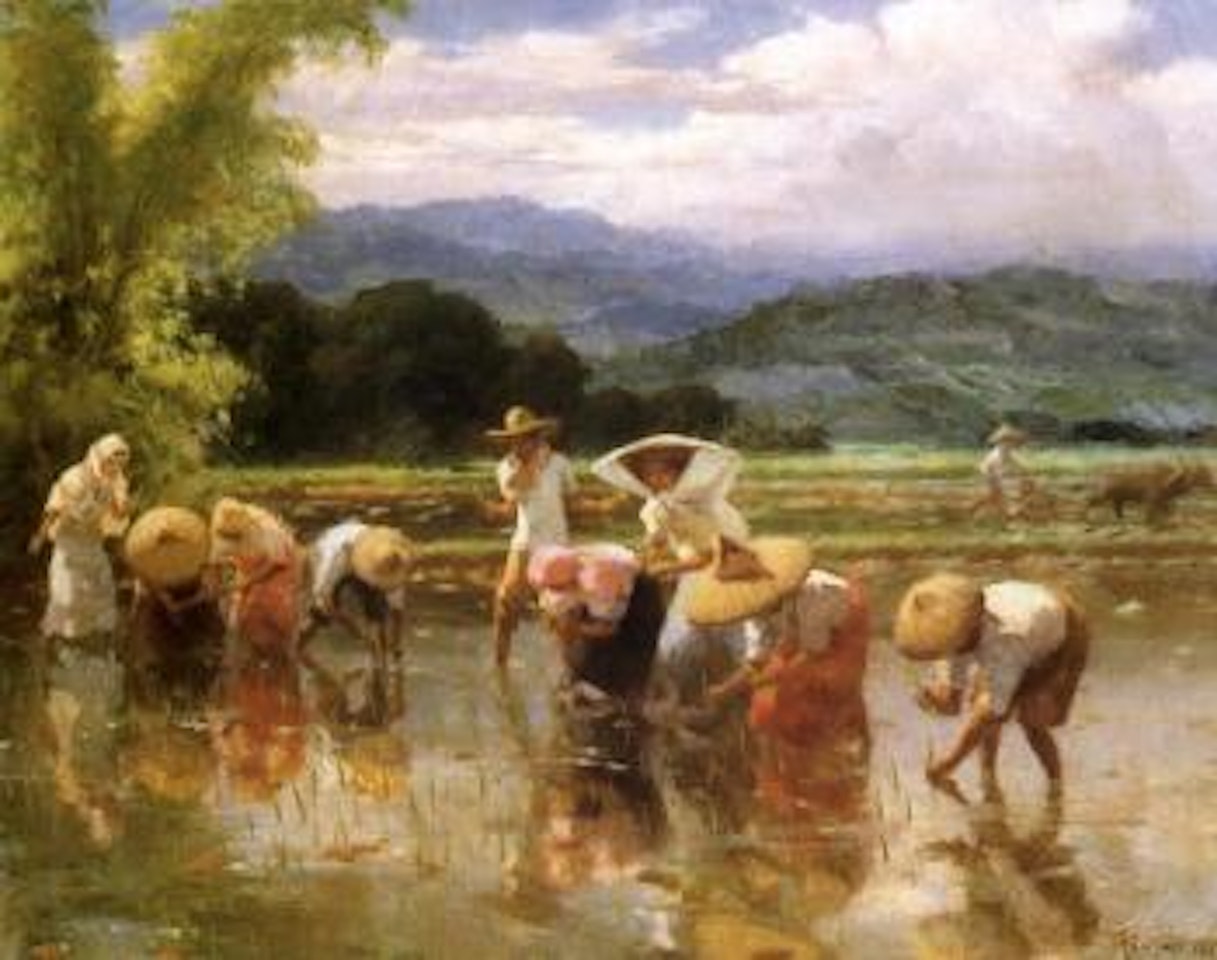 Planters in a rice field by Fernando Amorsolo
