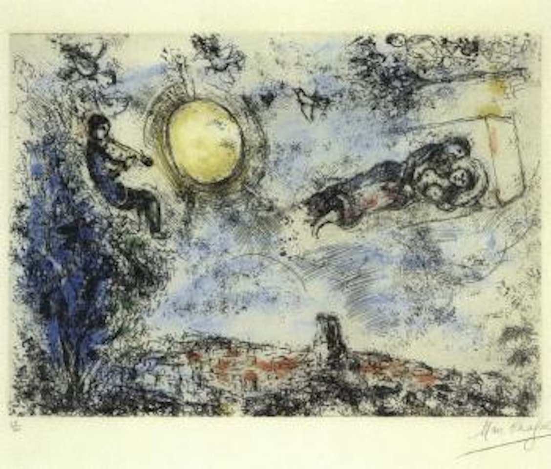 Les amoureux dans le ciel a Saint-Paul by Marc Chagall