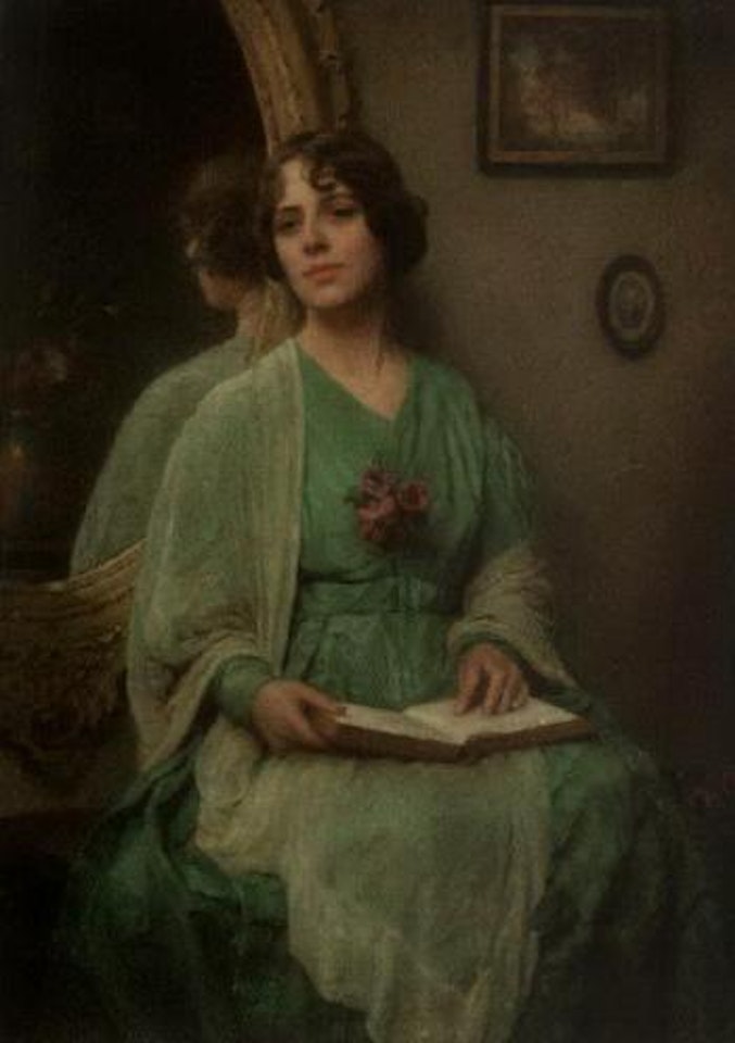 Portrait of lady in green dress by English School
