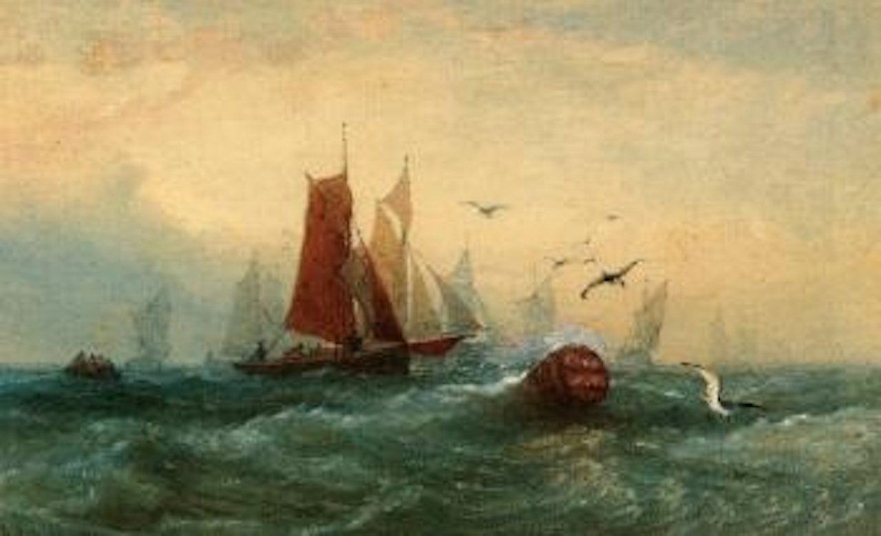 Barges racing towards Grain Spit buoy by Edward Duncan