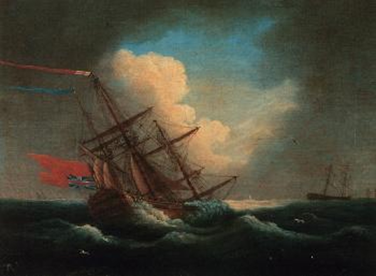 Frigate in distress by Peter Monamy