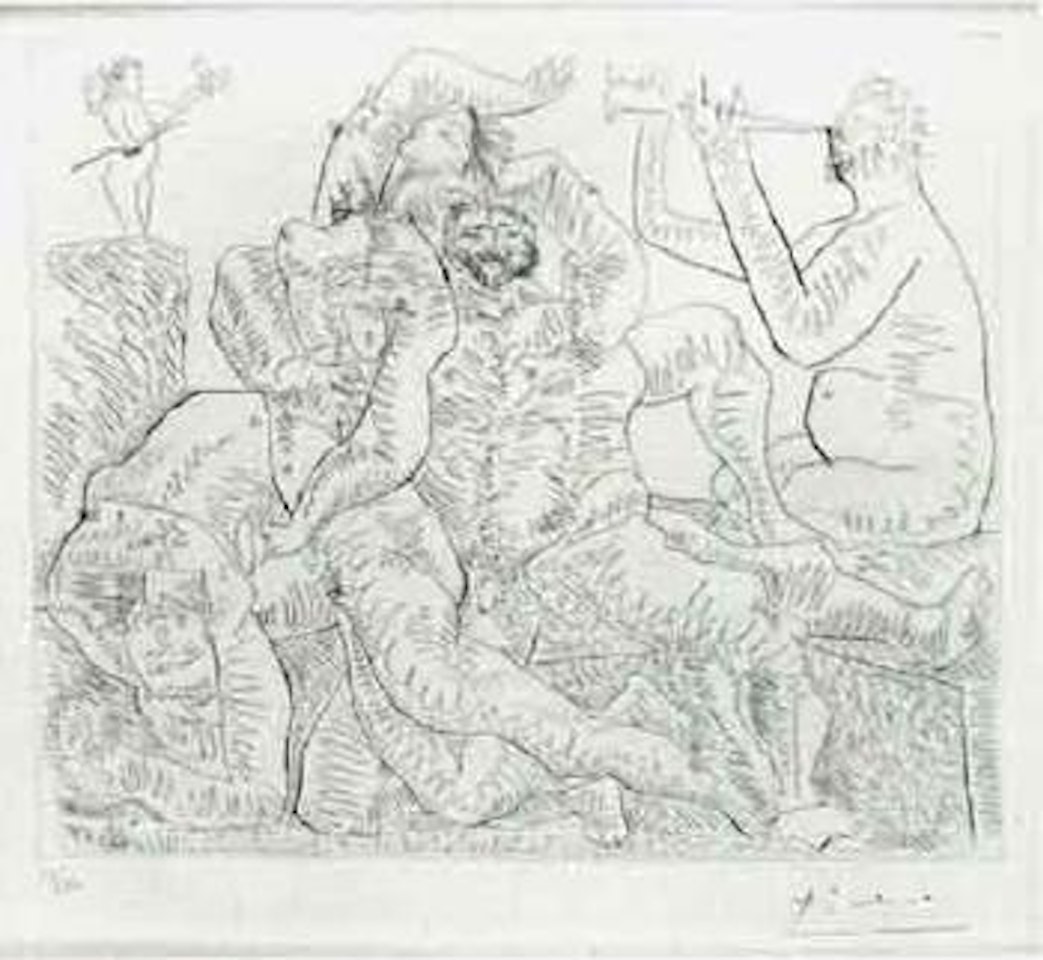 Scene bucolique avec amour en haut a gauche by Pablo Picasso