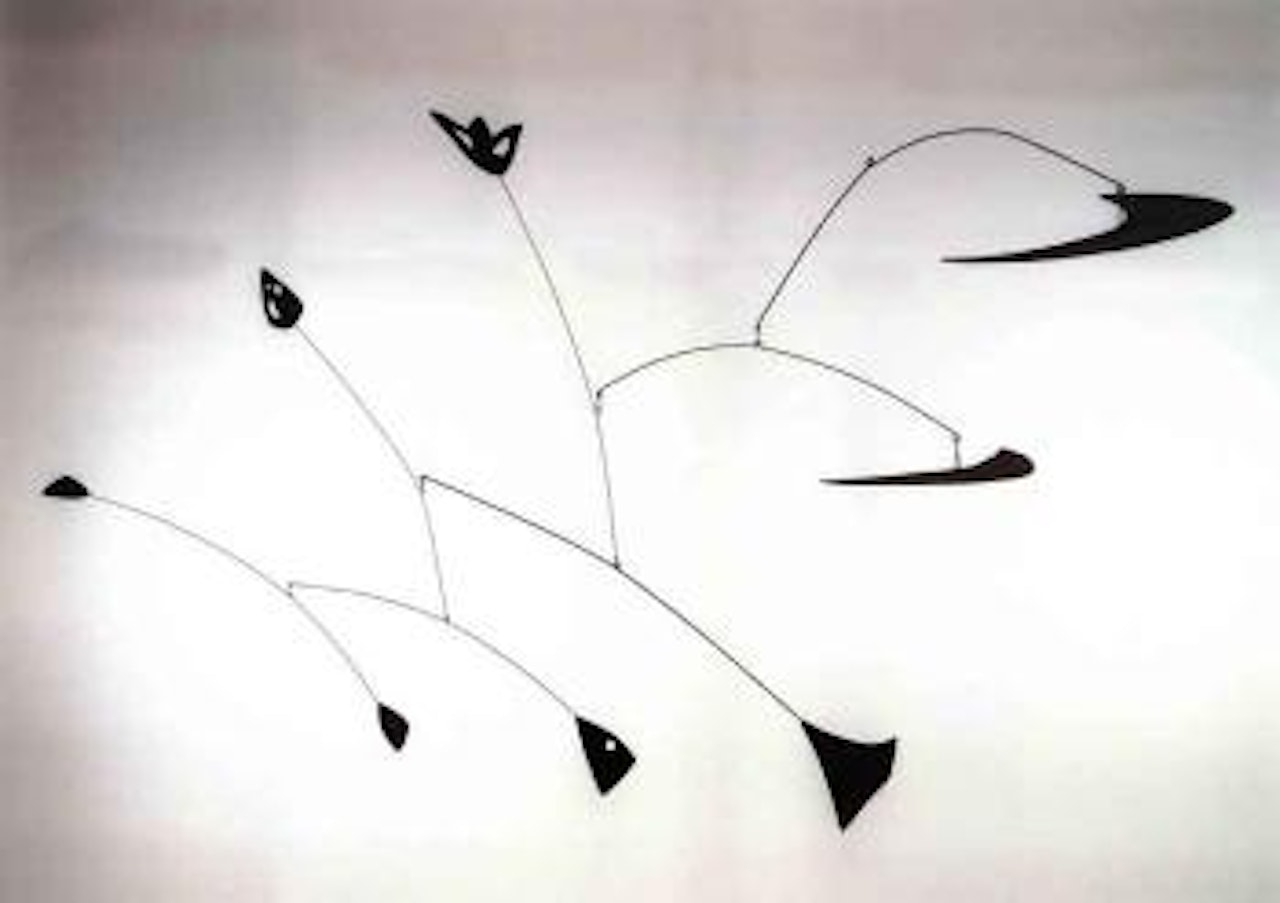 Hanging mobile with two crescents by Alexander Calder