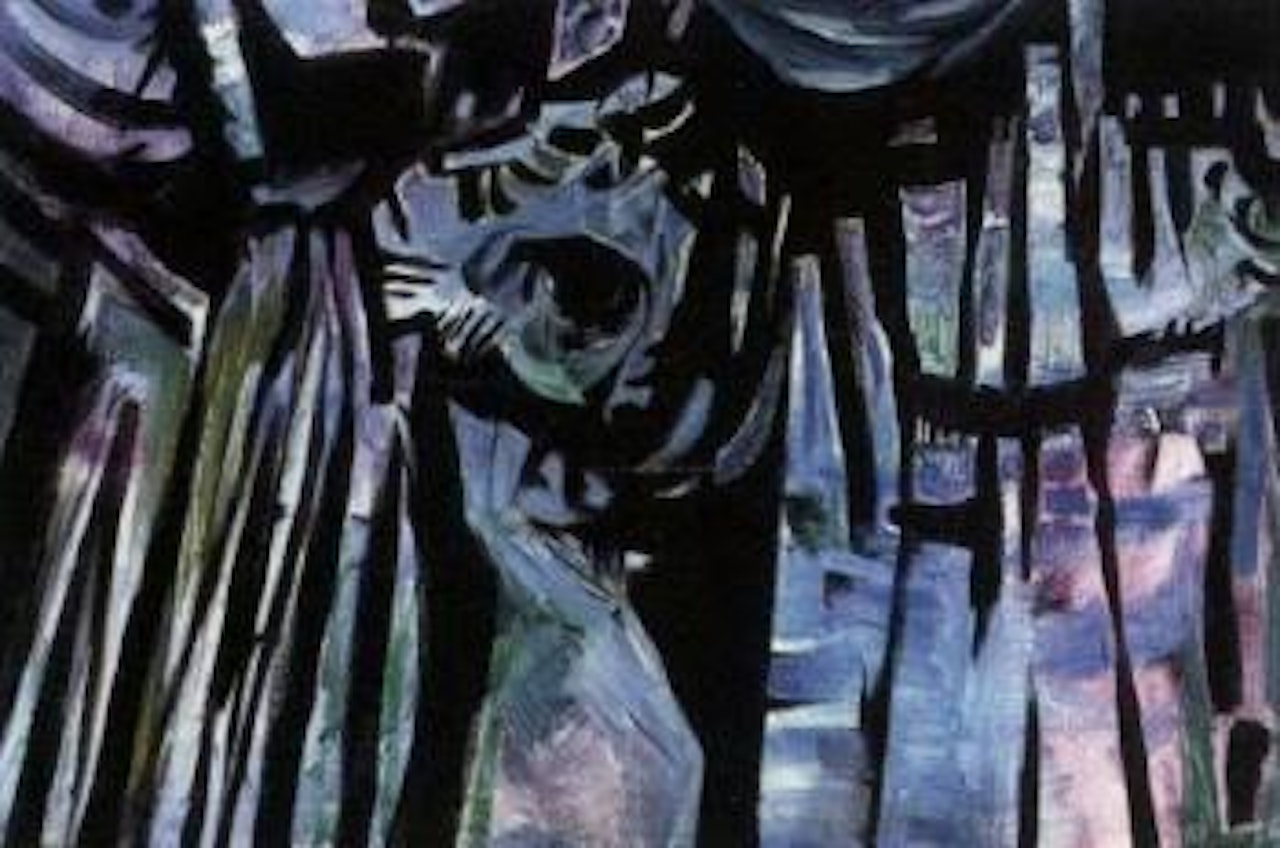 Figures on stage by Yosl Bergner