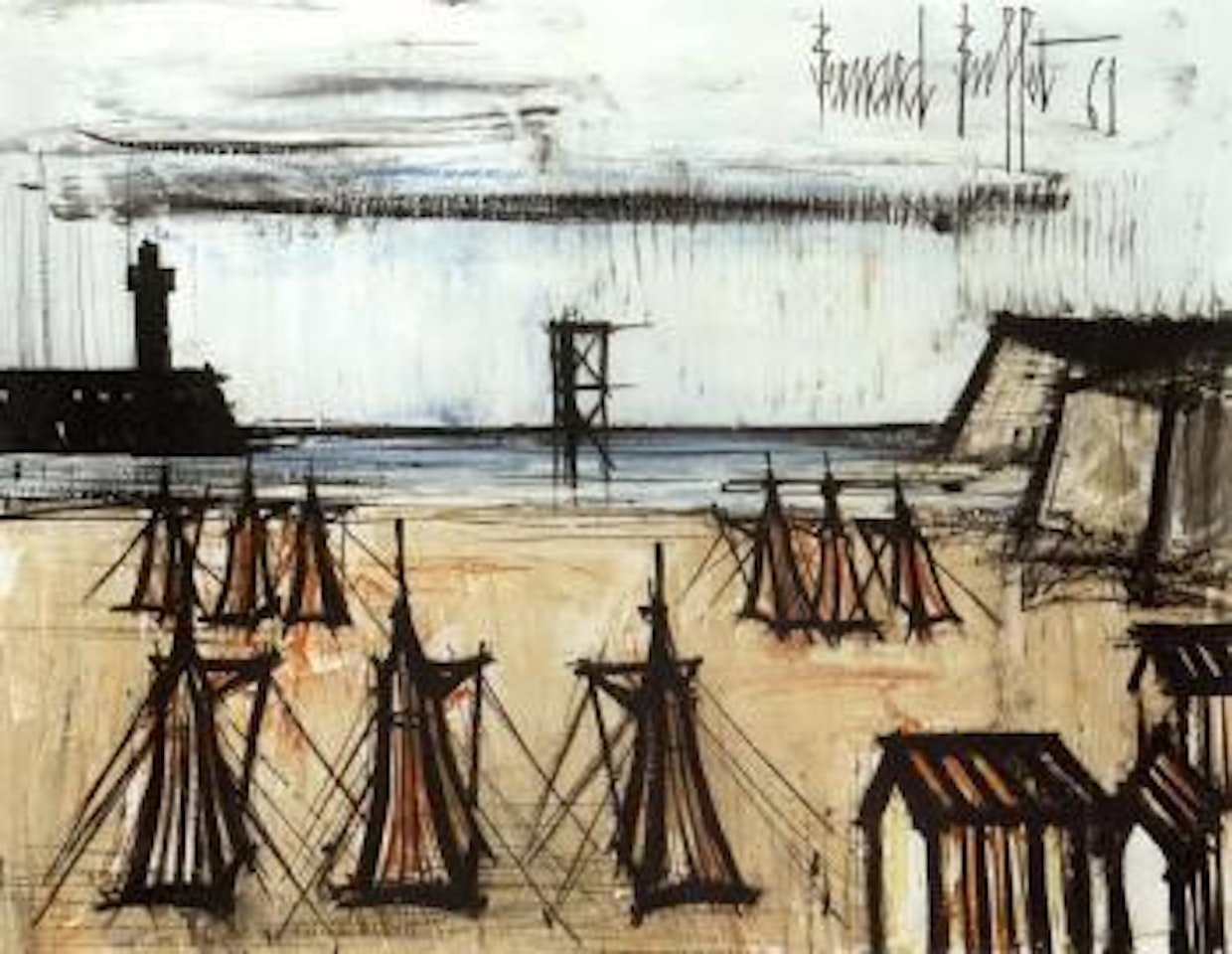 Tentes sur plage by Bernard Buffet