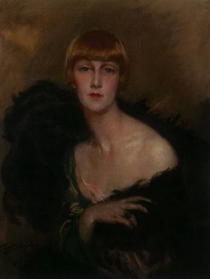 Portrait of elegant lady by Jean Gabriel Domergue