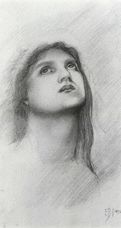 Study of a girl's head looking up to the right by Edward Coley Burne-Jones