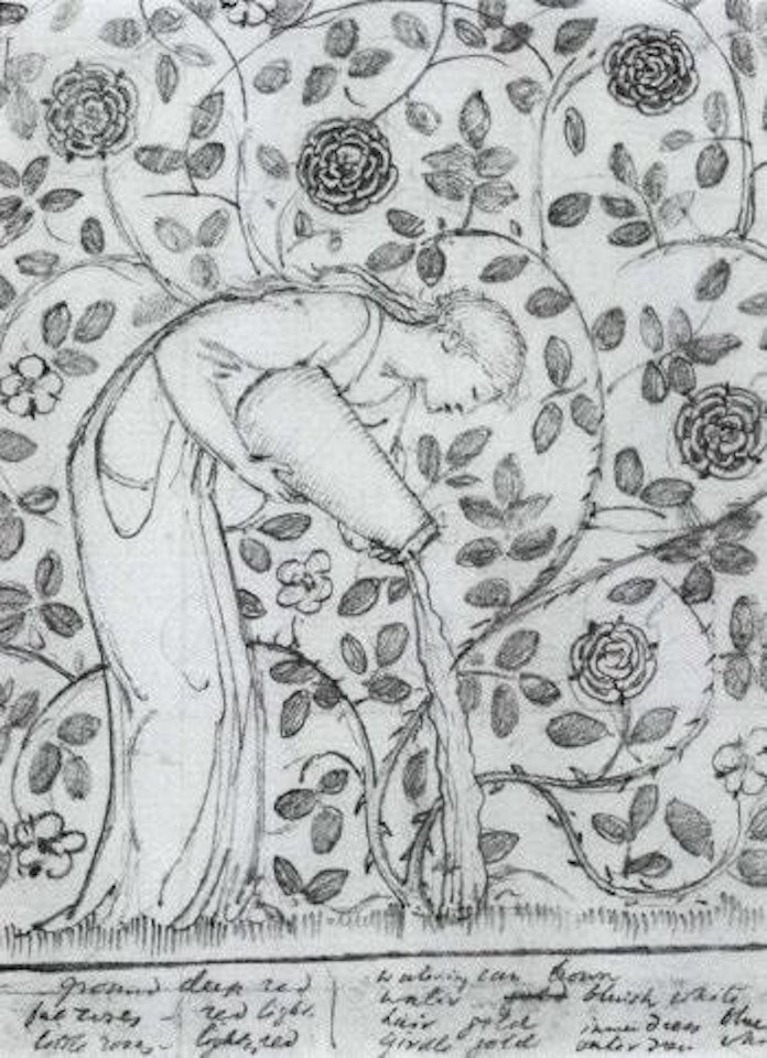 Study for a girl watering roses by Edward Coley Burne-Jones
