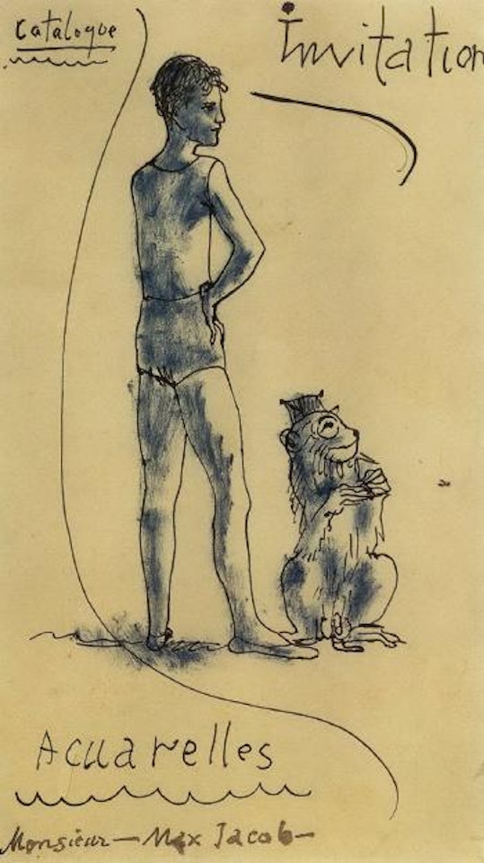 Jeune acrobate et singe, invitation a Max Jacob by Pablo Picasso