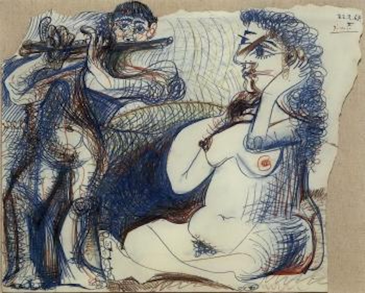 Femme nue et joueur de flute by Pablo Picasso