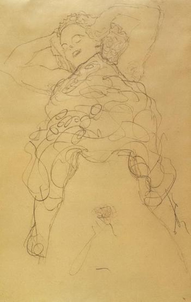 Kneeling half nude by Gustav Klimt