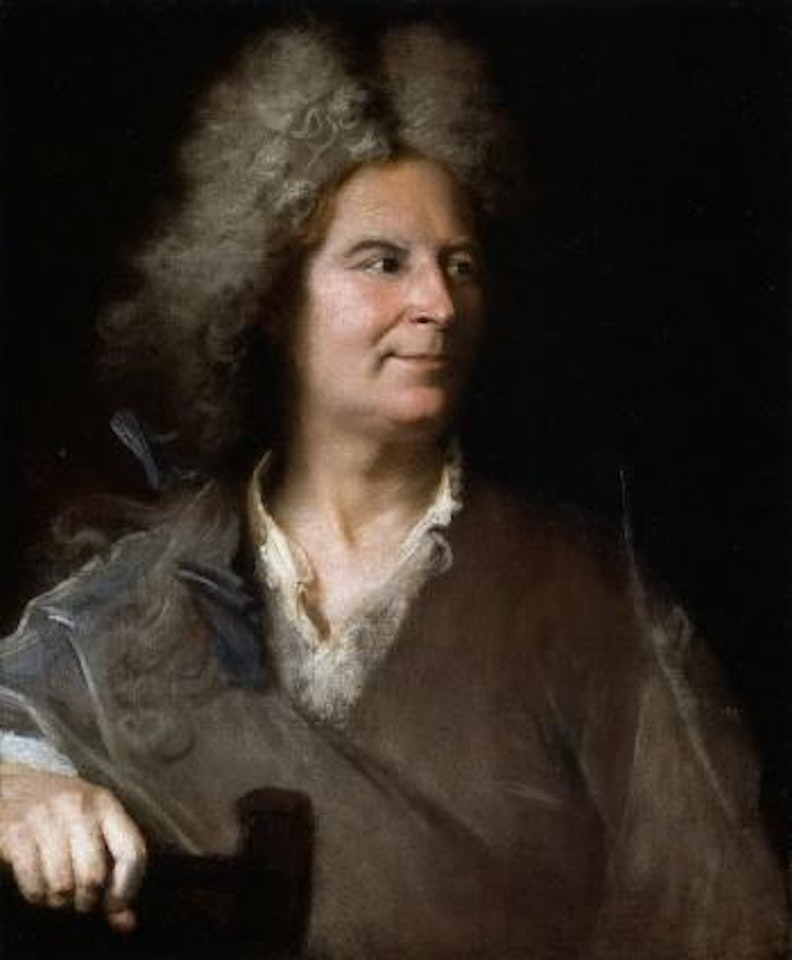 Portrait of a sculptor with a mallet in his right hand by Hyacinthe Rigaud