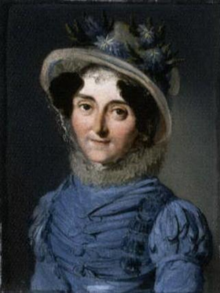 Portrait of a lady wearing a hat decorated in flowers by Louis-Leopold Boilly