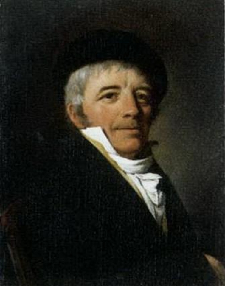 Portrait of a gentleman in a black jacket and beret by Louis-Leopold Boilly