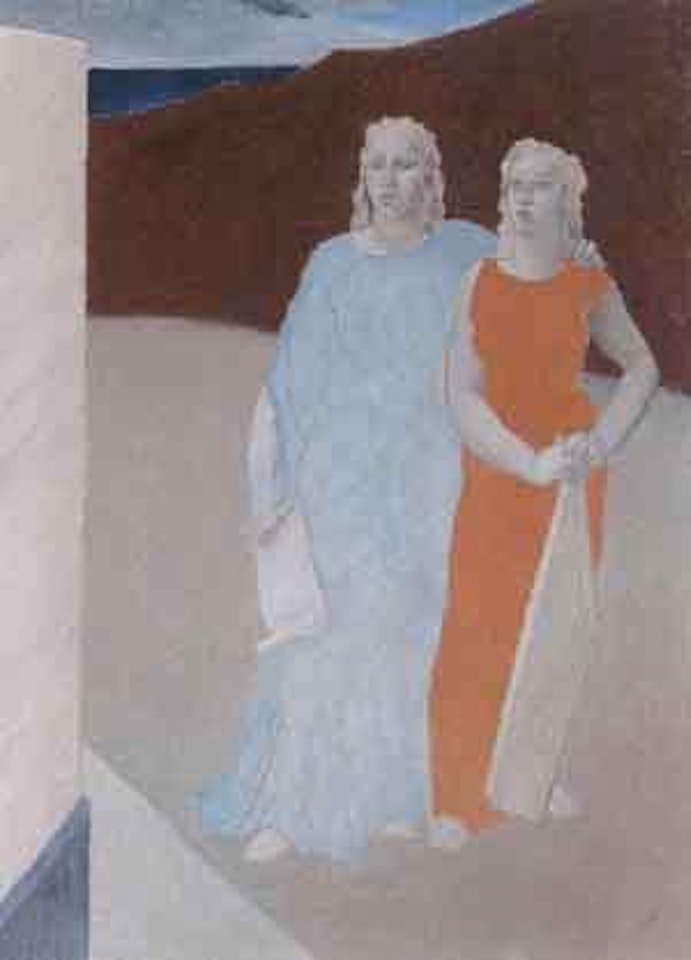 Two muses at the tomb of a poet by Glyn Philpot