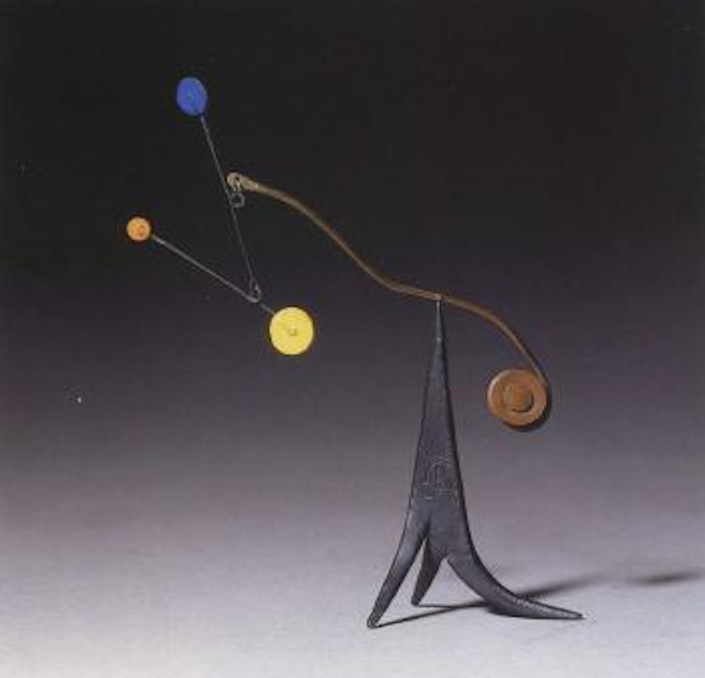 Blue, yellow , orange on black by Alexander Calder