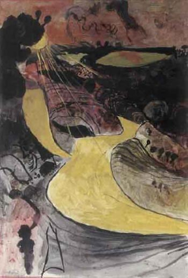 Welsh landscape with yellow lane by Graham Sutherland