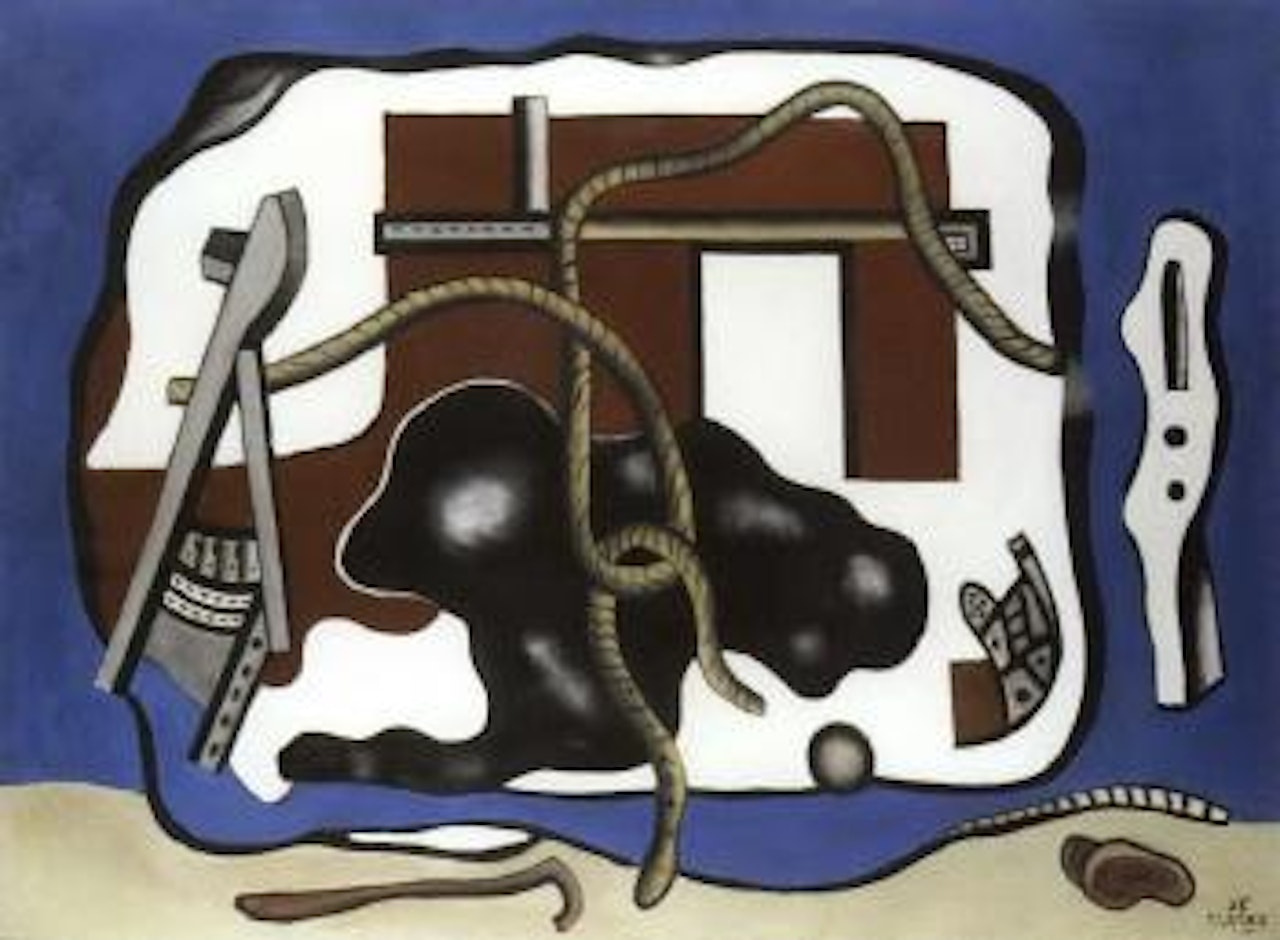 Composition sur fond bleu -le cordage by Fernand Leger