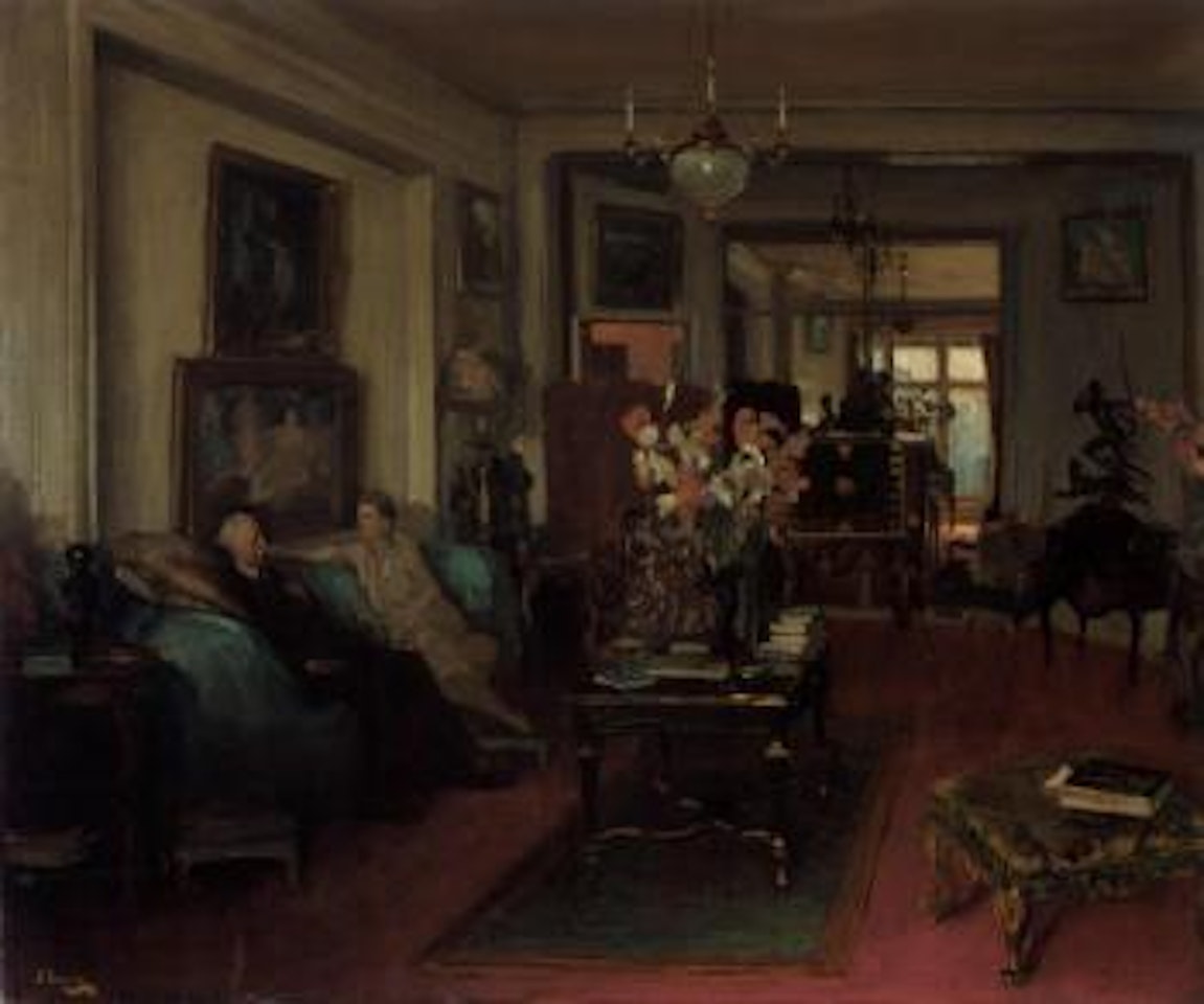 Salon - Lady Cunard and George Moore by John Lavery