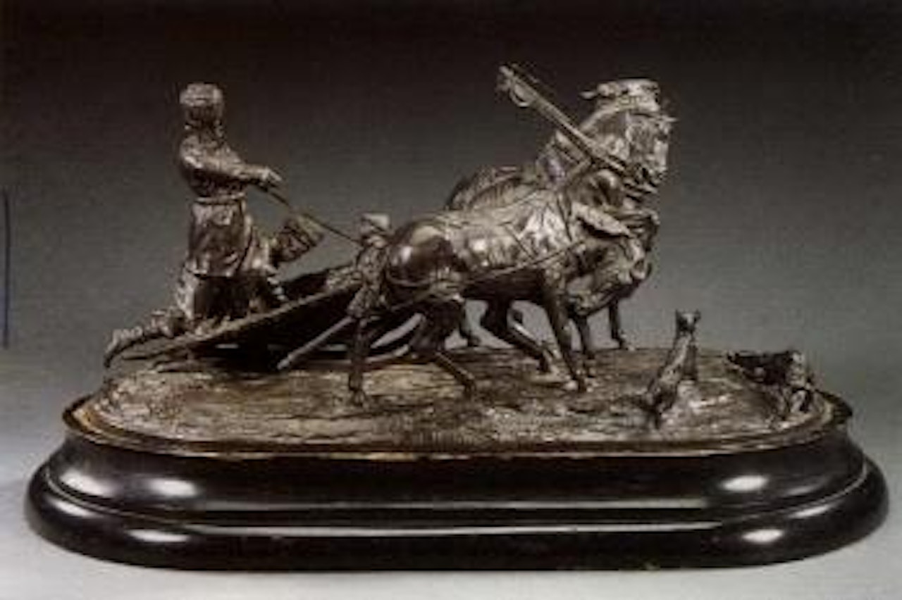 An equestrian group - home in the troika by Eugene Alexandrovic Lanceray