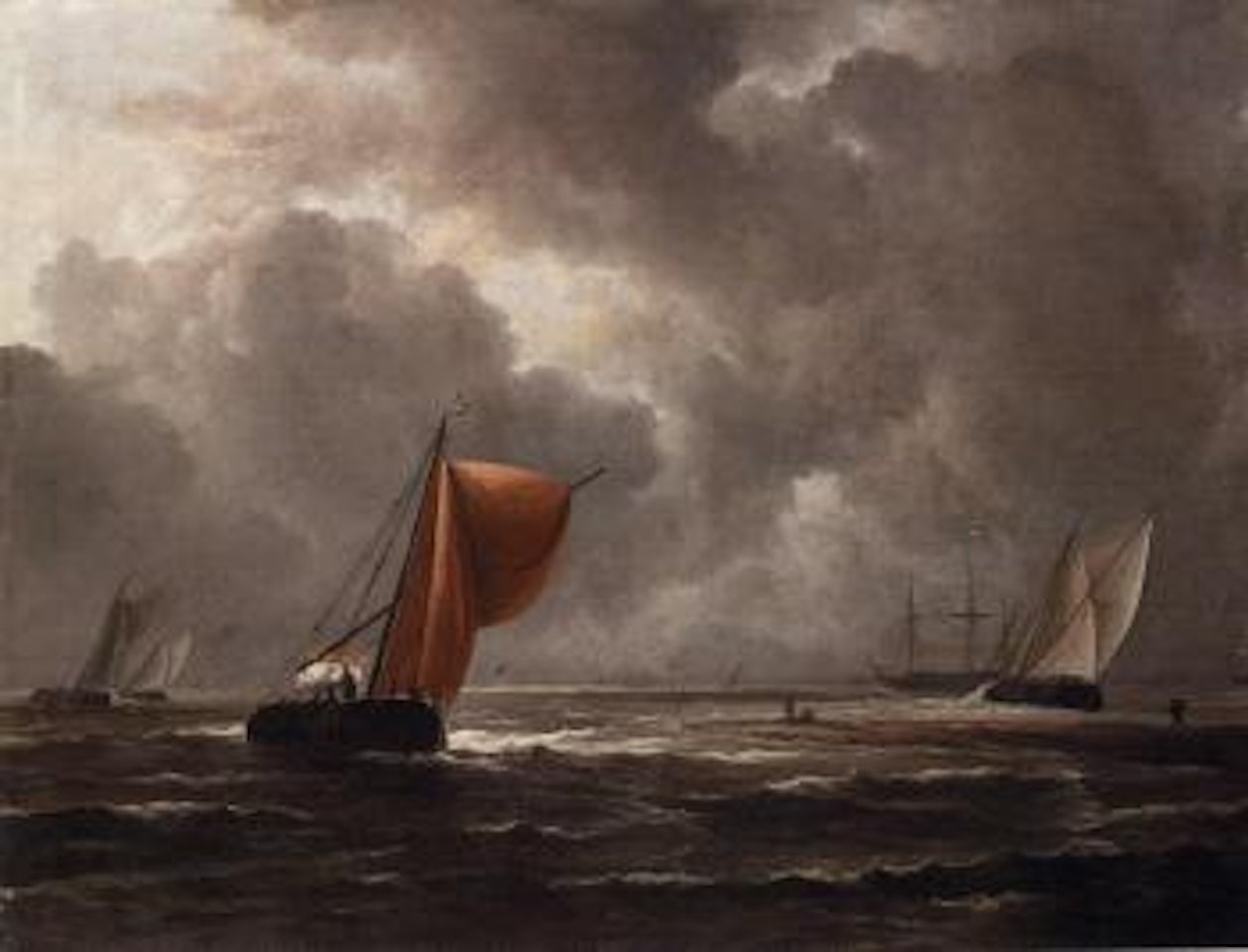 Smalships on choppy seas by Jacob Salomonsz. van Ruysdael
