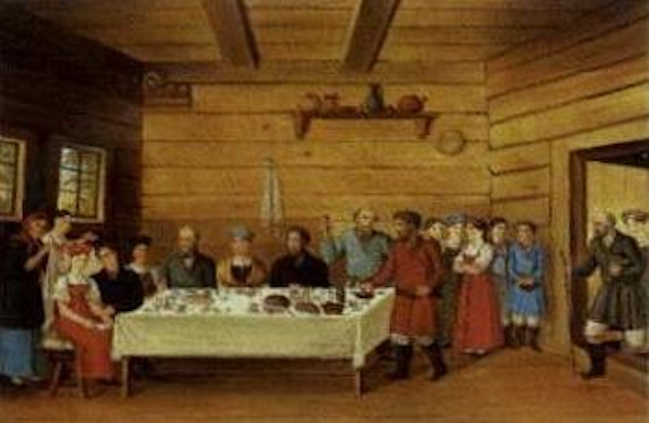 Village dance. Toast to the bride by Russian School