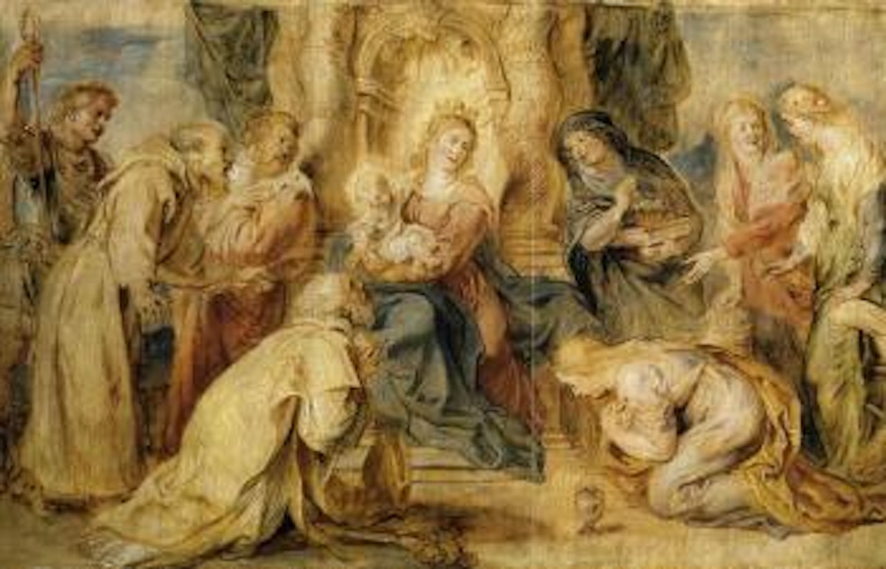 Virgin and Child enthroned adored by eight Saints by Peter Paul Rubens