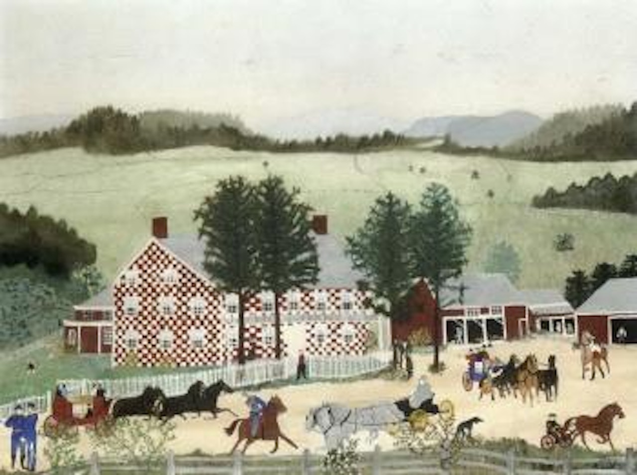 The Old Checkard House, 1853 by Grandma Moses