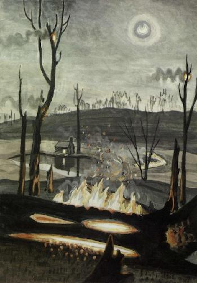 Forest fire in moonlight by Charles Burchfield