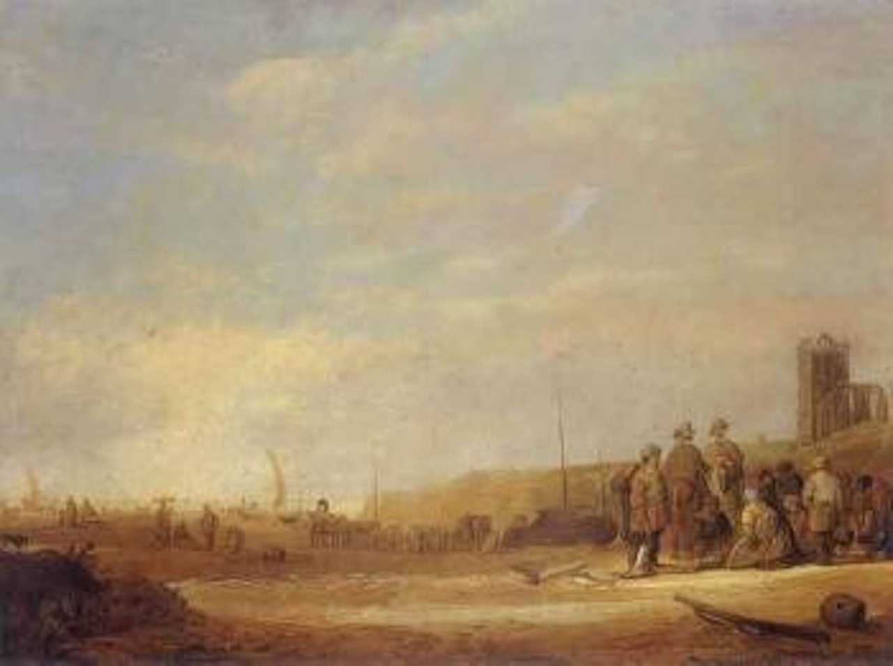 Landscape with fishermen by Dutch School