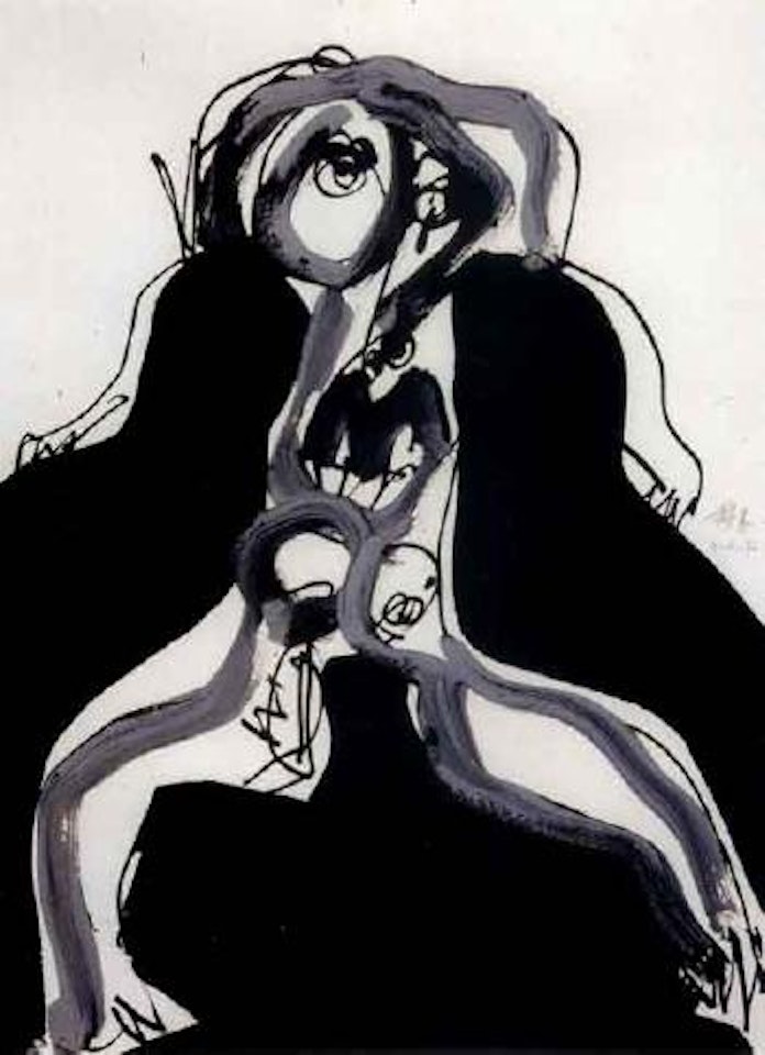 Woman in armchair by Antonio Saura