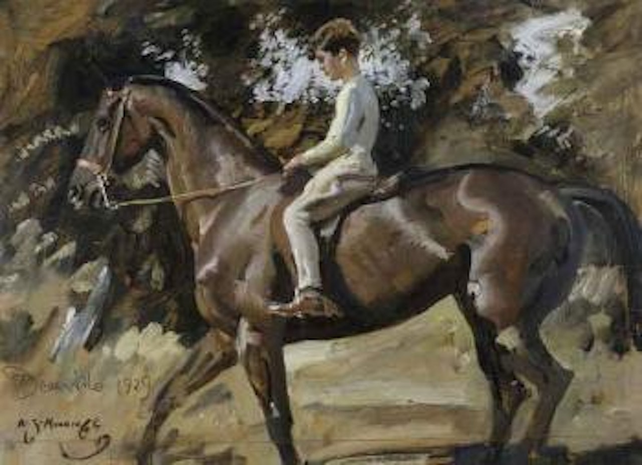 Arturo von Schroeders on a polo pony, study by Alfred James Munnings