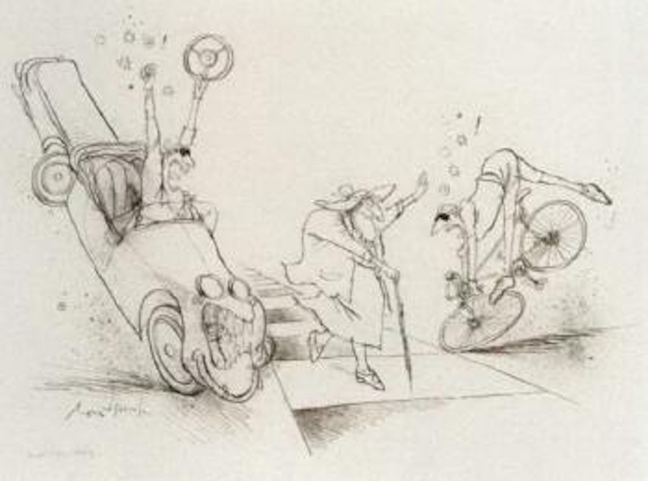 Senior citizen crossing by Ronald Searle