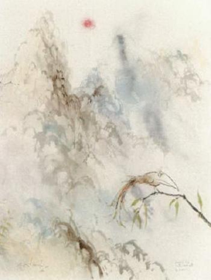 Oriental bird rather bored with the landscape by Ronald Searle