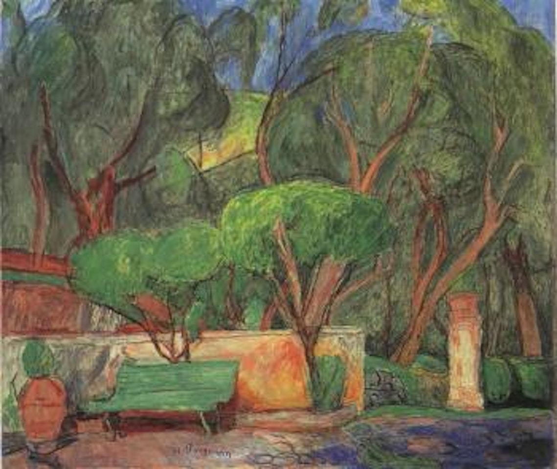 Bench at the wall, Levanto by Hans Purrmann