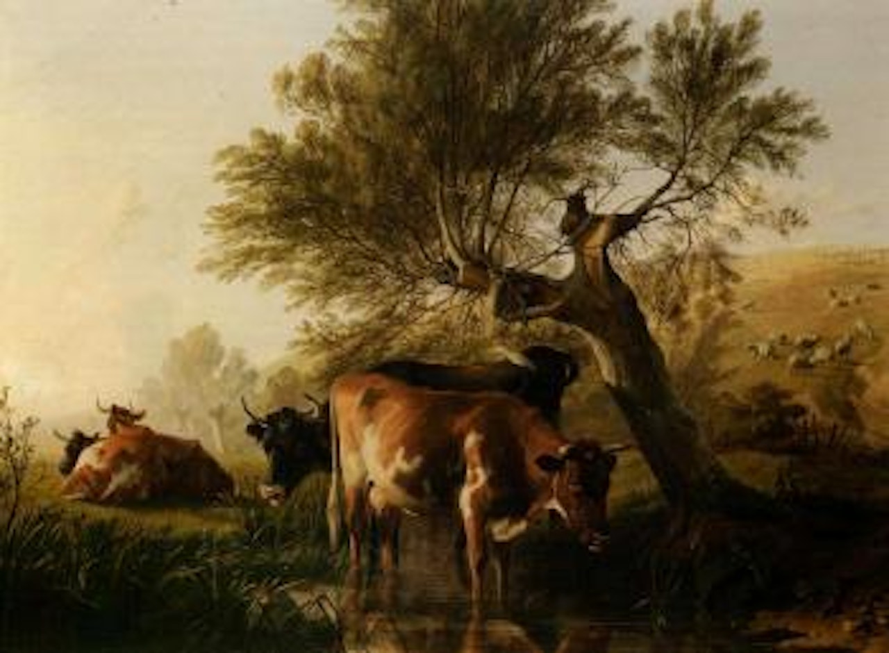 Sedgy brook in the meadows by Thomas Sidney Cooper