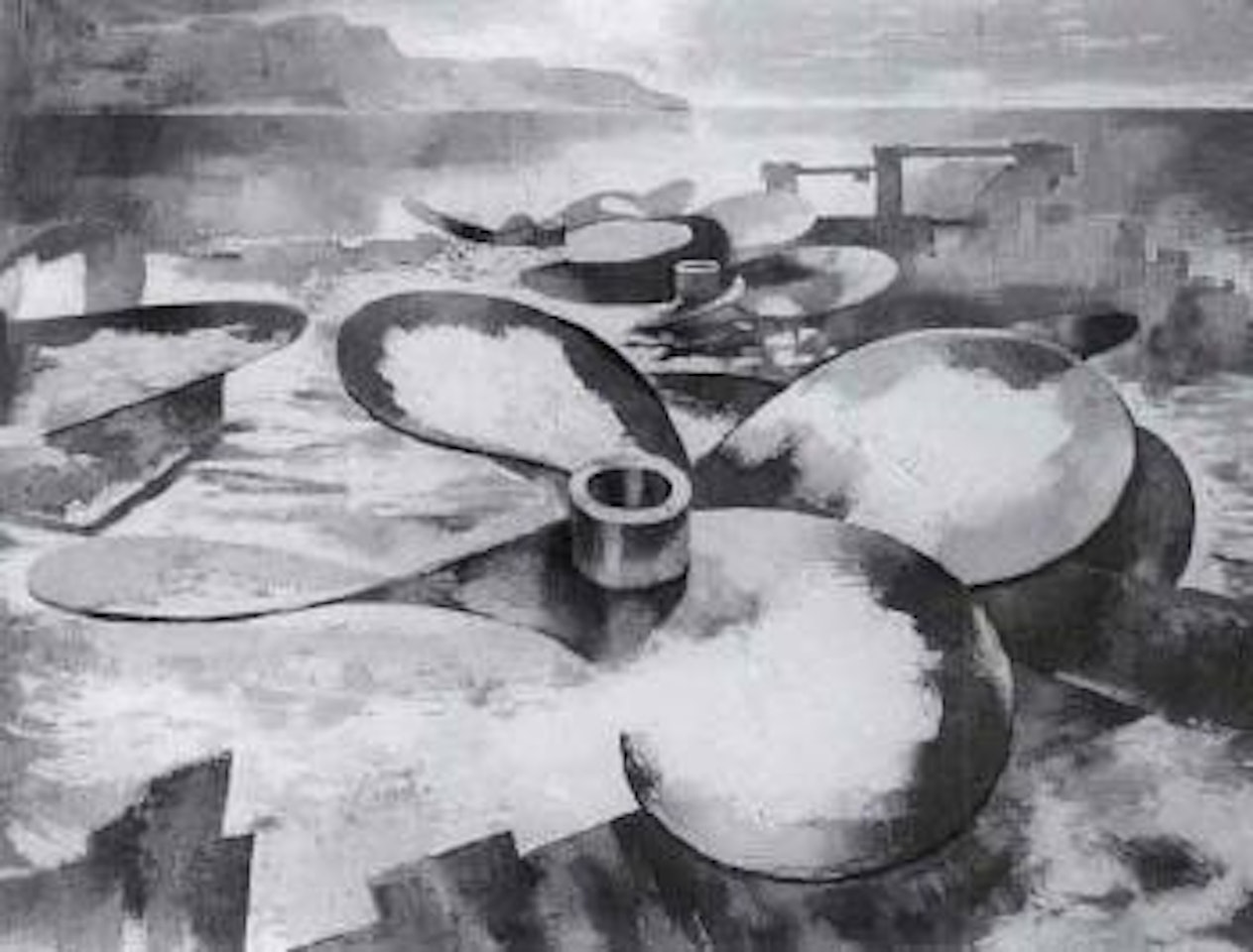 Propellers in the snow, Grytviken, morning by David Smith